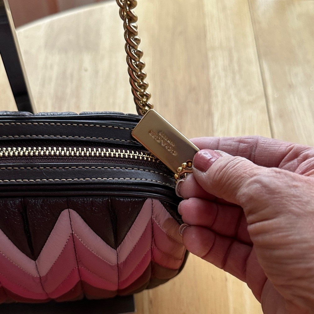 Coach 2018 Pink and Black Chevron Crossbody Bag - Picture 2 of 7